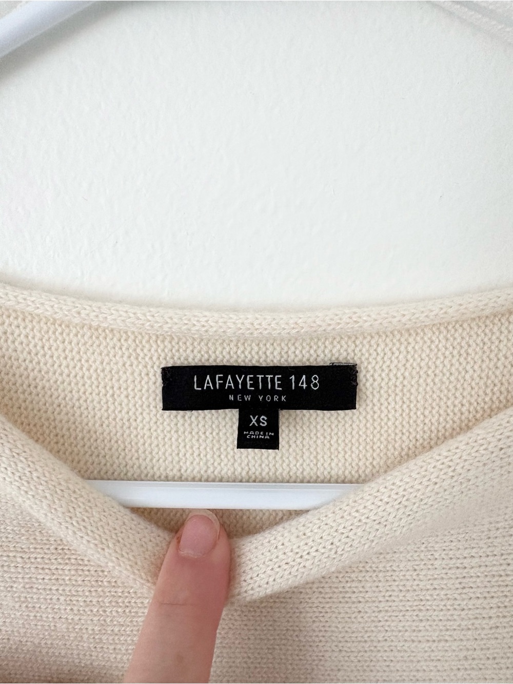 LAFAYETTE 148 New York Ivory Cashmere Long Sleeve Bateau Neckline Sweater XS - Picture 5 of 8